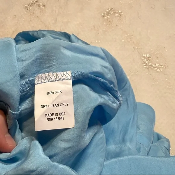 AMANDA UPRICHARD Sandrine Dress in Pacific 100% Silk Tie Front Mini Dress XS - Picture 7 of 9